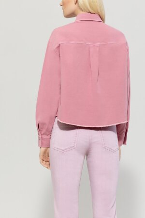 Denim-Bluse aus Leinen-Mix