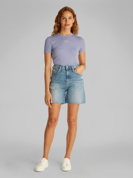 WASHED WOVEN LABEL RIB FIT TEE
