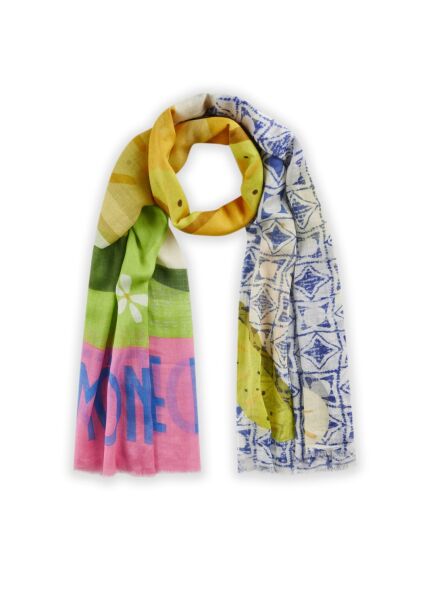 PRINTED SCARF COTTON MIX LIMON grün