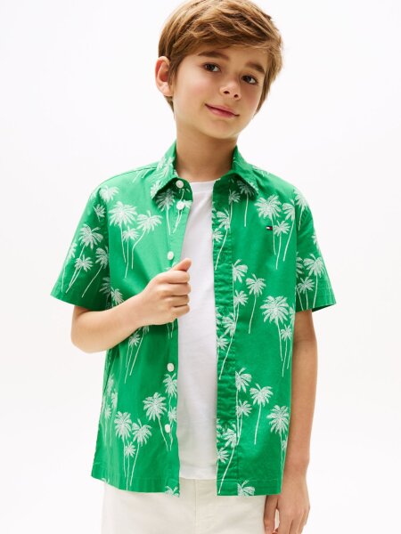 STRETCH POPLIN PRINTED SHIRT SS