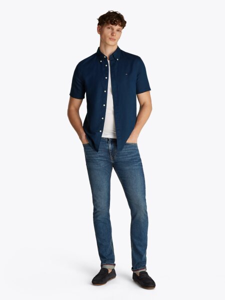 LINEN BLEND SOLID  SS RF SHIRT