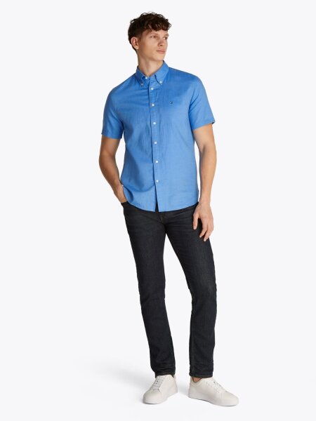 LINEN BLEND SOLID  SS RF SHIRT
