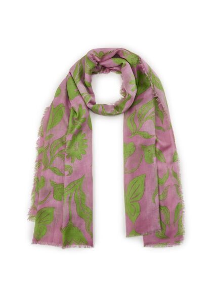 PRINTED SCARF BAMBOO FLOWERS pink-1