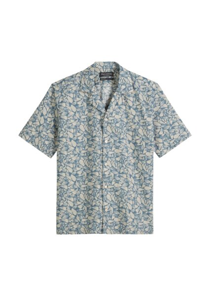Camp collar, short sleeves, slits a