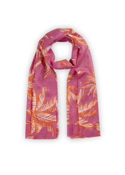 PRINTED SCARF BAMBOO PALMTREES pink