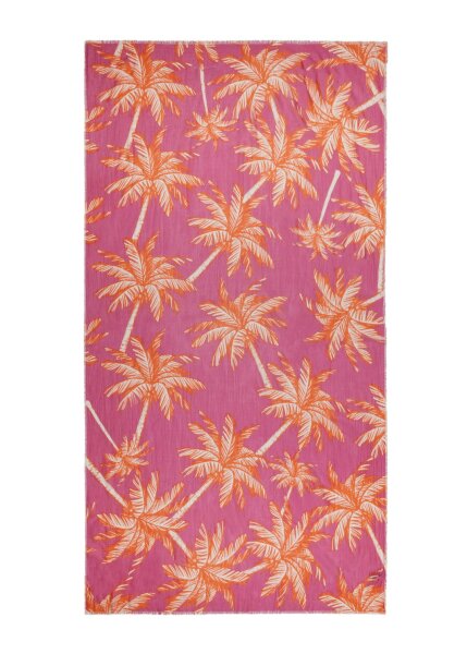 PRINTED SCARF BAMBOO PALMTREES pink