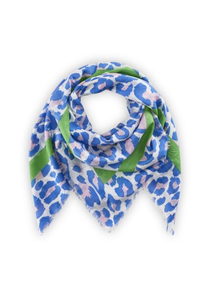 PRINTED SQUARE COTTON LEO blau-100X