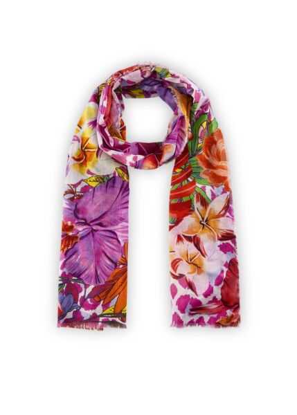 PRINTED SCARF COTTON FLOWERS pink-5