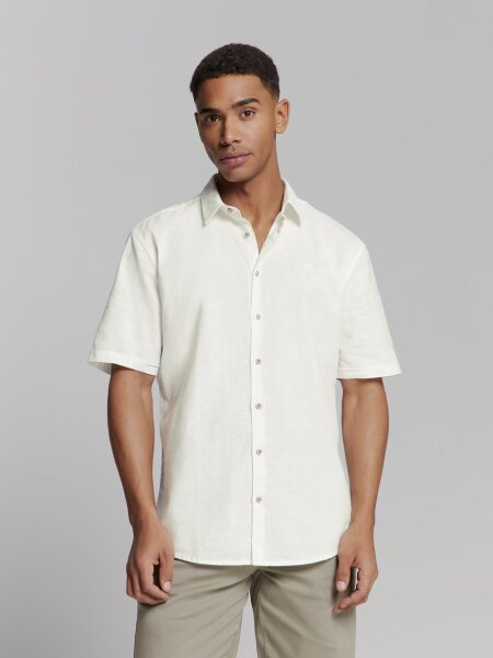 Shirt Short Sleeve Solid With Linen