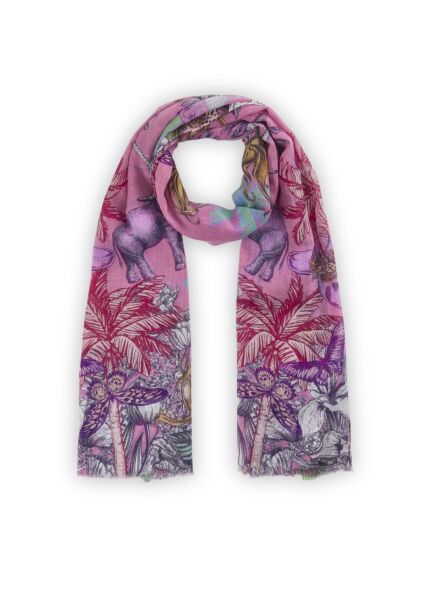 PRINTED SCARF COTTON JUNGLE pink-10