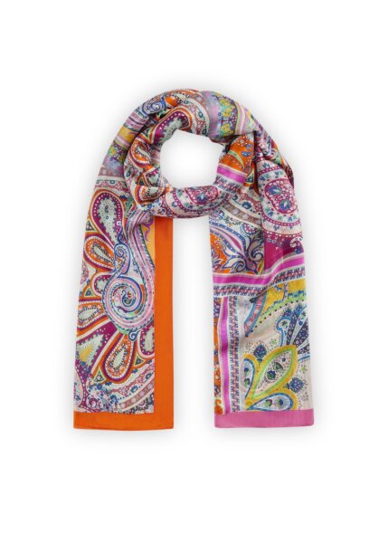 SCARF SILK PONGÉ PAISLEY pink-52X18