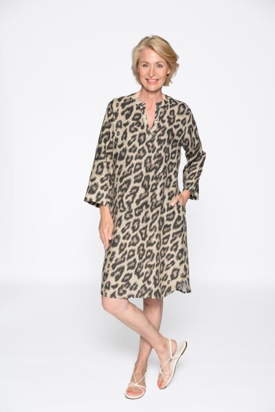 V-Kleid, 3/4 Arm, Animal Druck