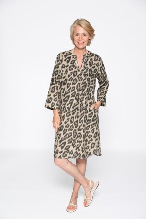 V-Kleid, 3/4 Arm, Animal Druck