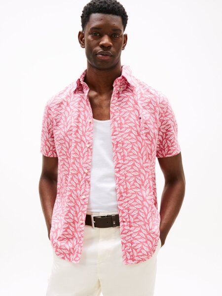 LINEN BLEND PRINT S/S RF SHIRT