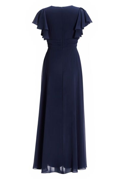 Chiffon Jumpsuit mit Überrock und V