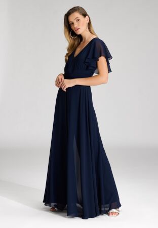Chiffon Jumpsuit mit &Uuml;berrock und V