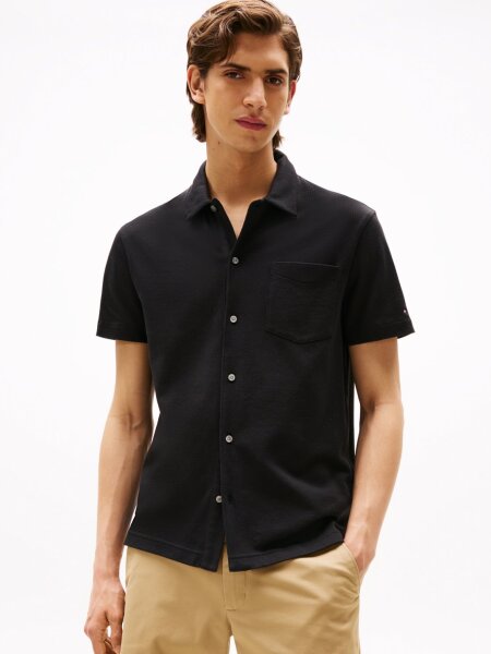 OPEN KNIT FULL PLACKET REG POLO