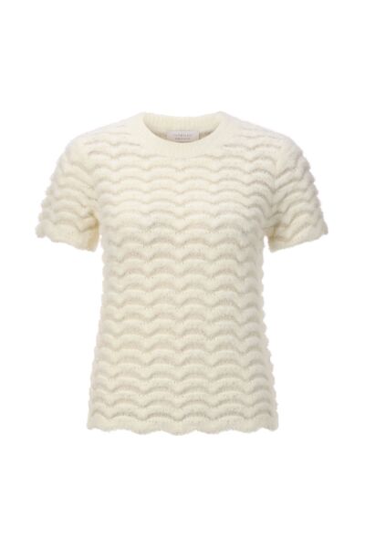 Short Sleeve Crew Neck zig zag Yarn