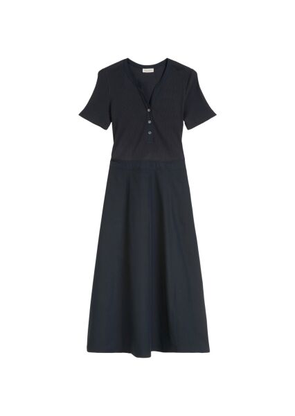 Jersey dress, polo collar, poplin p