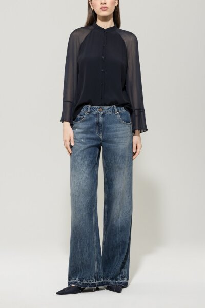 Weite Bluse aus Seiden-Mix