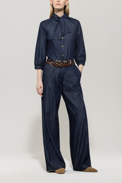 Denim-Bluse mit Schluppe