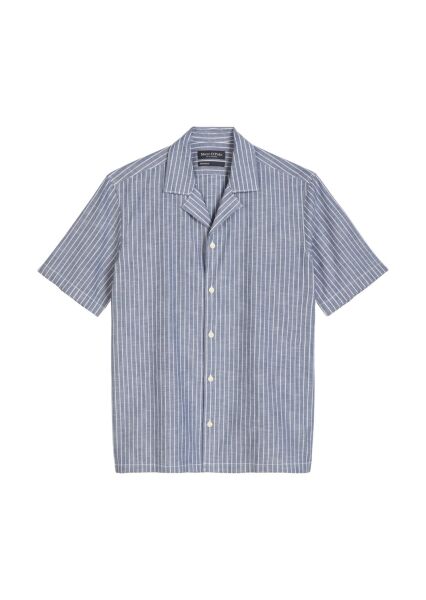 Camp collar, short sleeves, slits a