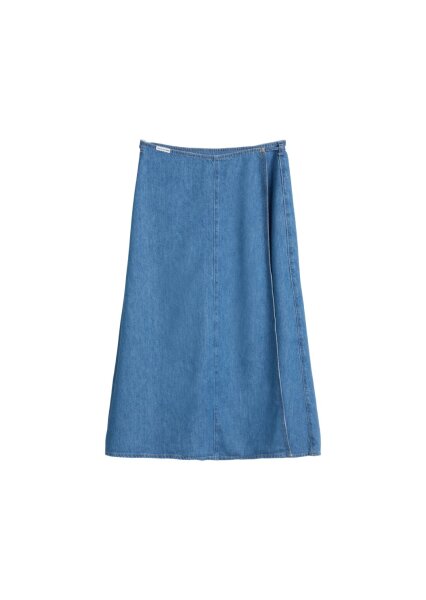 Denim Skirts, Wrap, Flared, Midi Le