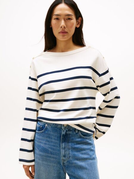 LWK GOLD BUTTON BOAT-NK LS TEE