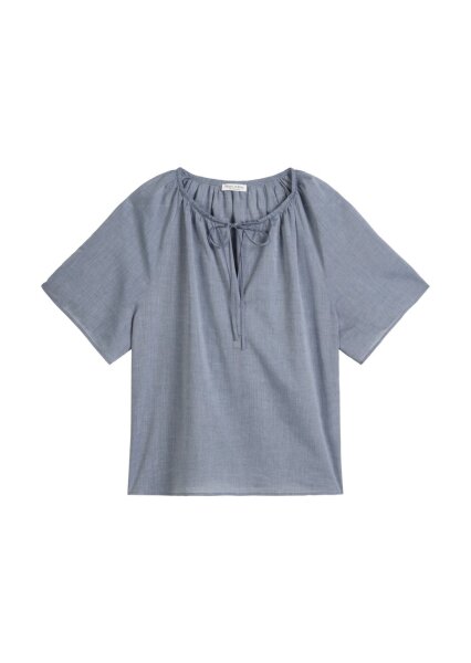 Blouse, round neck with gathering a