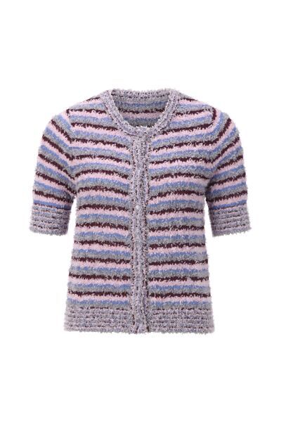 Striped Effect Yarn Cardigan
