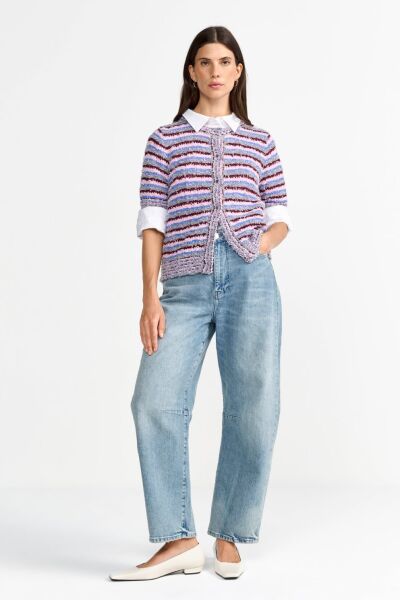 Striped Effect Yarn Cardigan