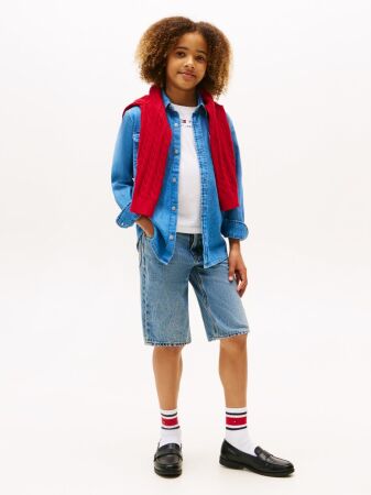 MID BLUE DENIM SHIRT LS