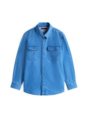 MID BLUE DENIM SHIRT LS