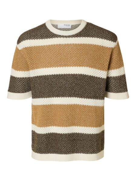 SLHGINGER SS KNIT RELAXED STRIPE TE