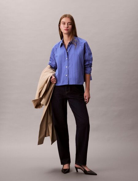 YD STRIPE BOXY CROPPED SHIRT