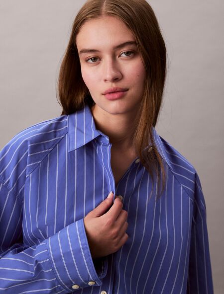 YD STRIPE BOXY CROPPED SHIRT