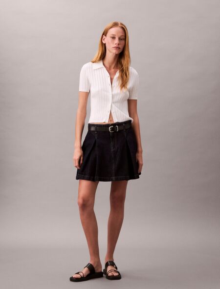 PLEATED DENIM SKIRT CK CLASSIC R