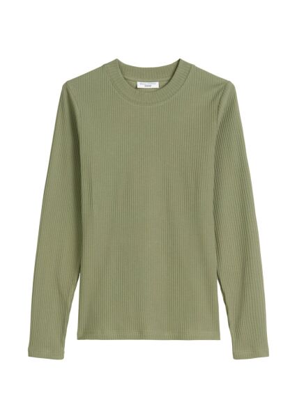 T-Shirt, LSL, Crewneck, Rib, Slim F