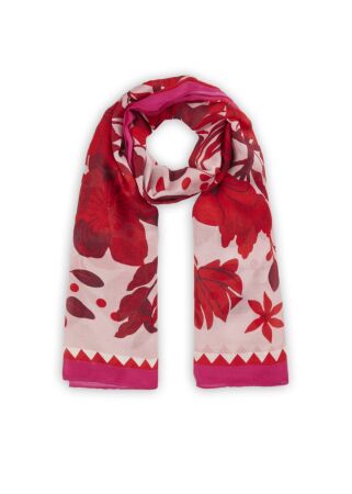 PRINTED SCARF VISCOSE FLOWERS rot-9