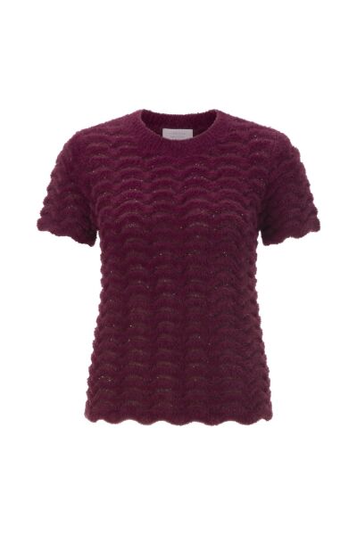 Short Sleeve Crew Neck zig zag Yarn