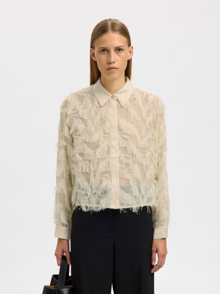 SLFMYLINE LS FLUFFY CROPPED SHIRT B