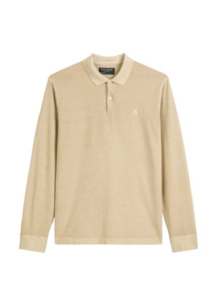 Polo shirt, long sleeve, rib collar