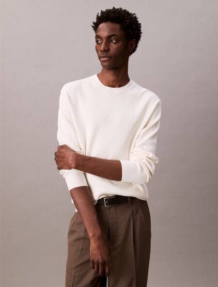LS TEXTURE CTTN CREWNK SWEATER 1
