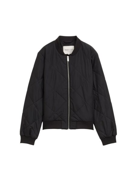 quilted bomber collar jacket