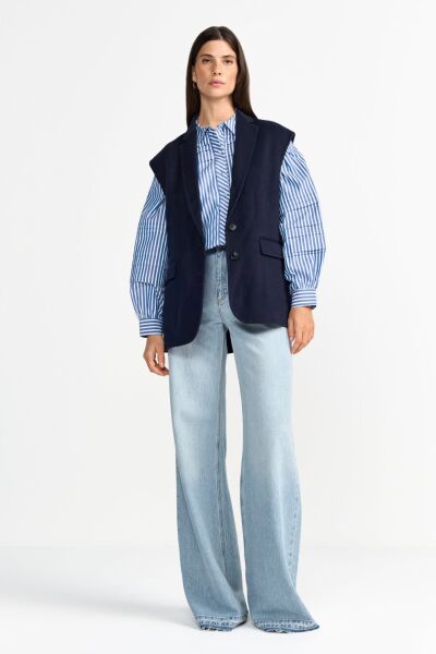 Striped Blouse with Pin Tucks