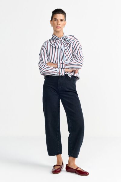 Striped Blouse with Bow