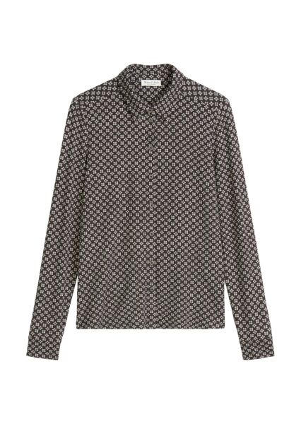 Jersey blouse, long sleeve, collar,