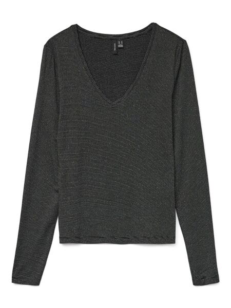 VMLAVA GLITTER LS V-NECK TOP STRIPE