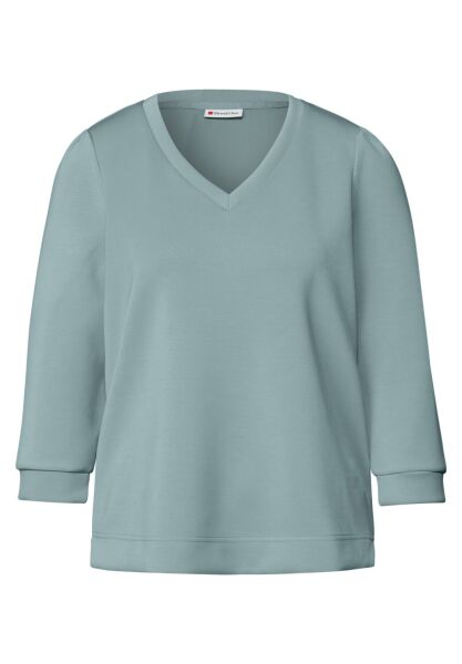 v-neck silk look shirt w.gathe