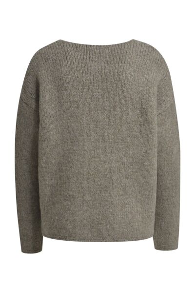 V-NECK PULLOVER WITH OVERSIZED SHOU